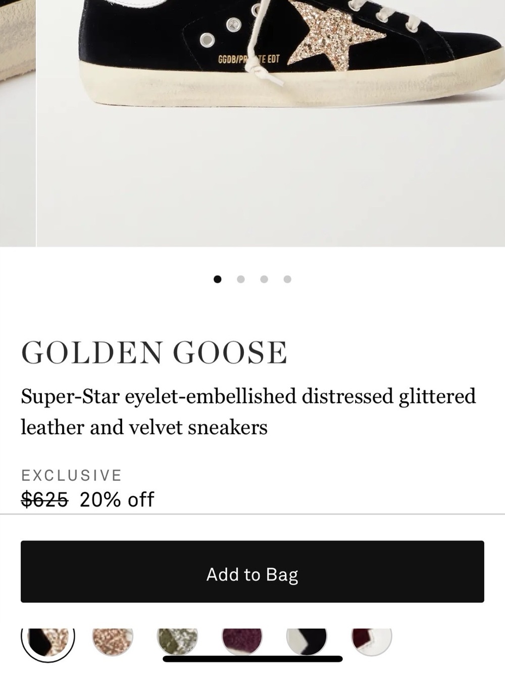 Golden Goose Black Velvet Sneakers with Gold Glitter Star - Picture 8 of 9
